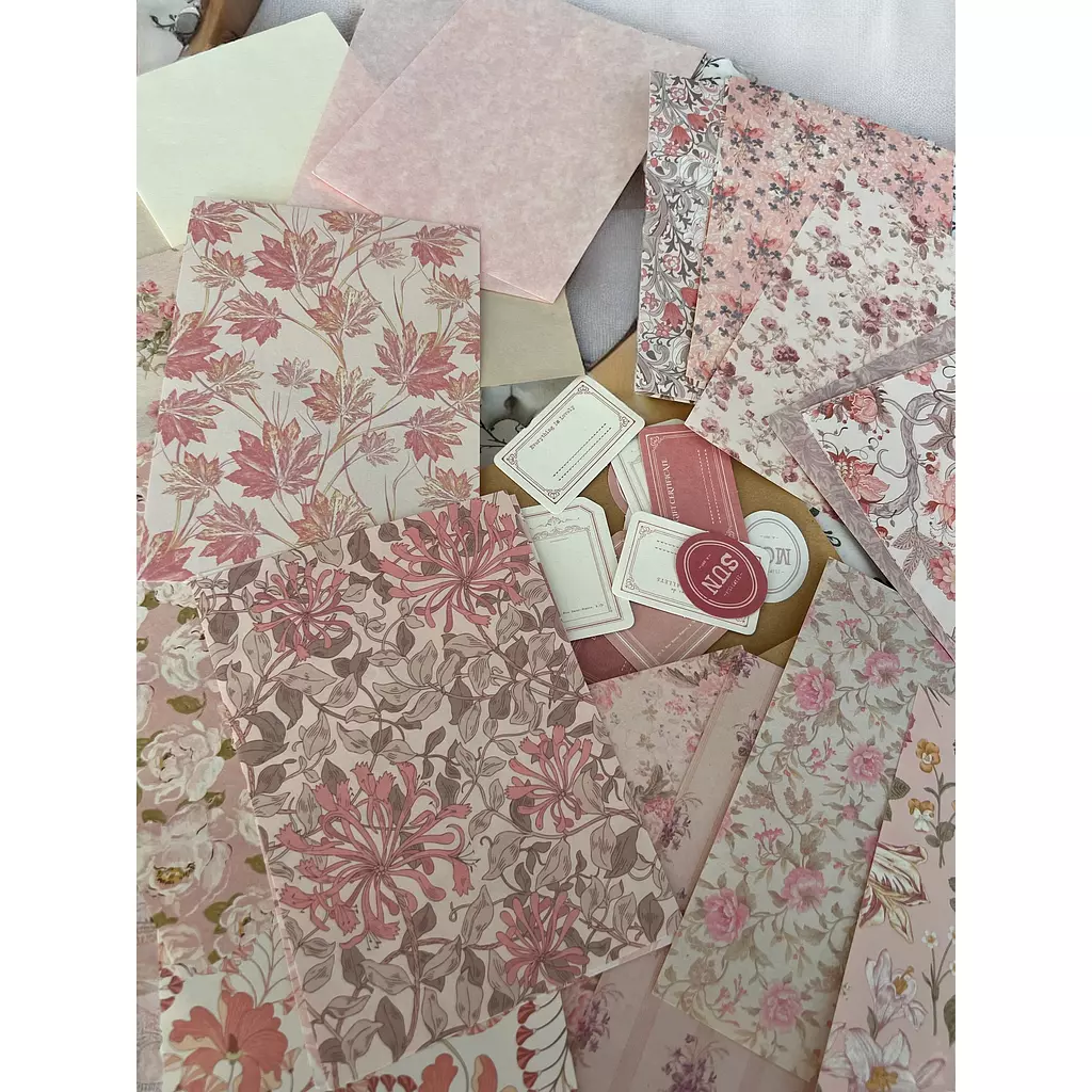 Pink Floral Craft Paper Pack 