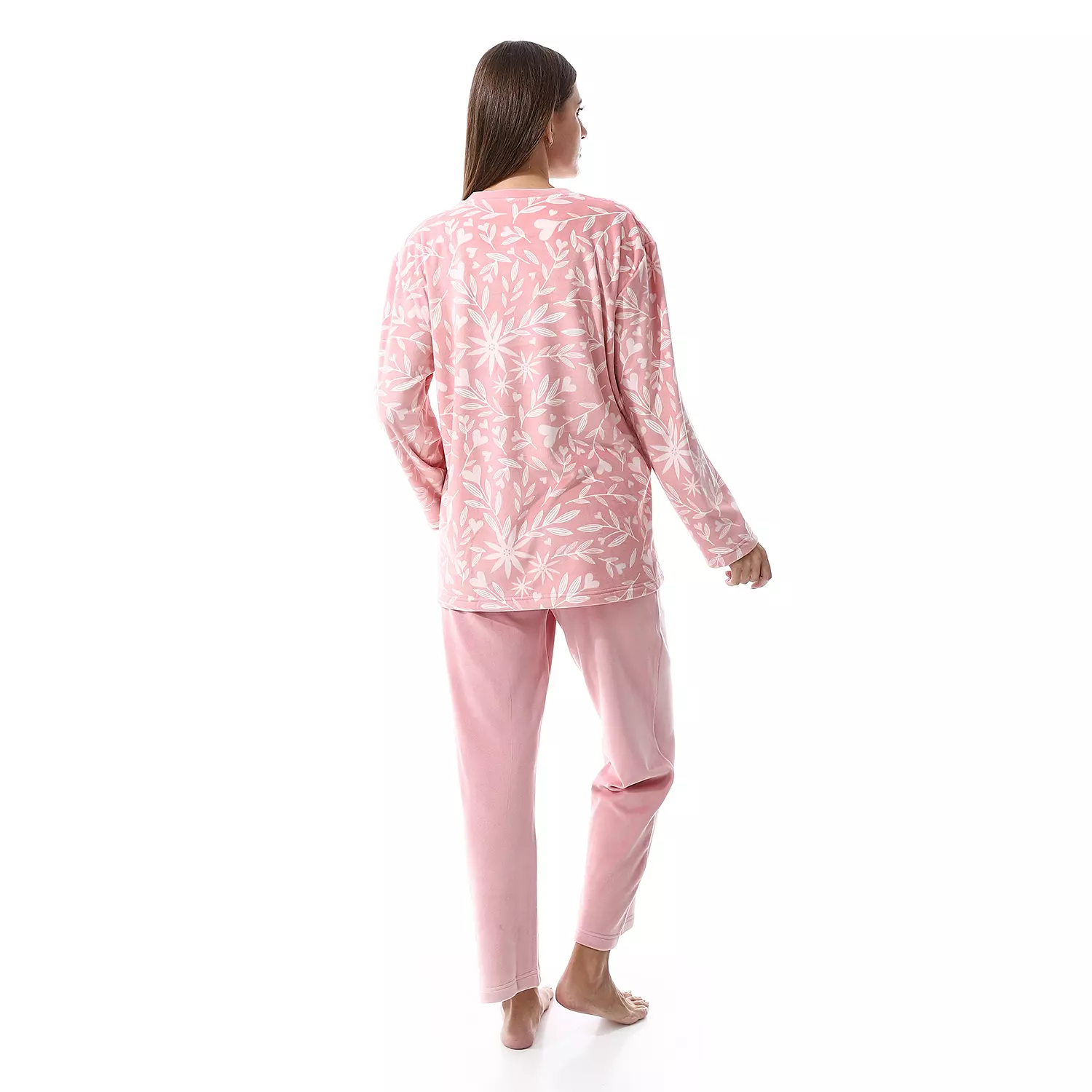 Shorto Women Leaves 2 Button  Fleece PJ - Rose - 2657  5