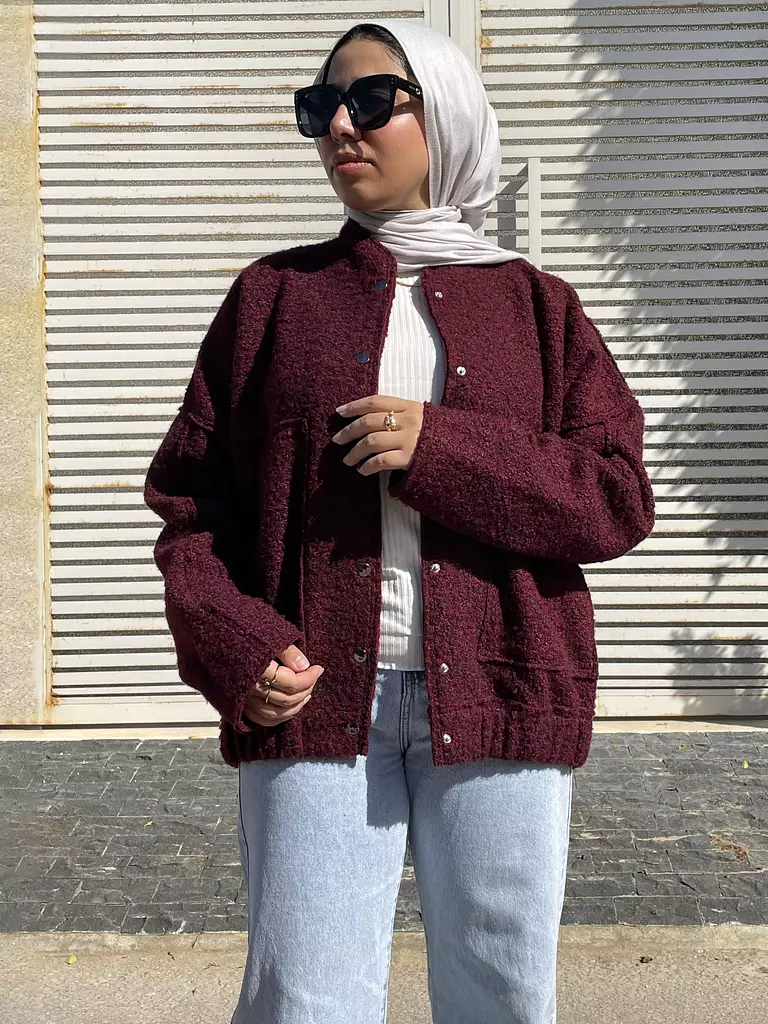 Bomber Jacket in Burgundy