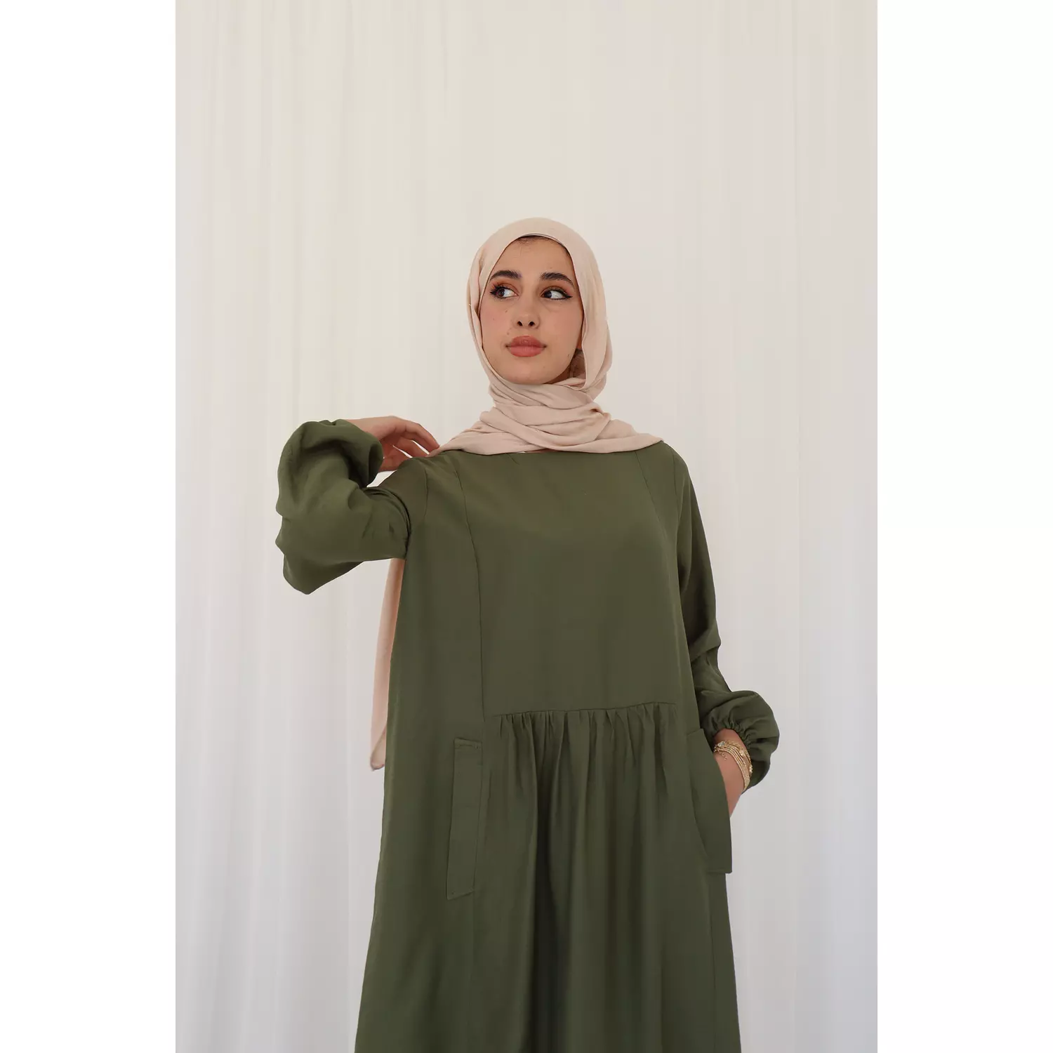 Olive Flowy Dress 2