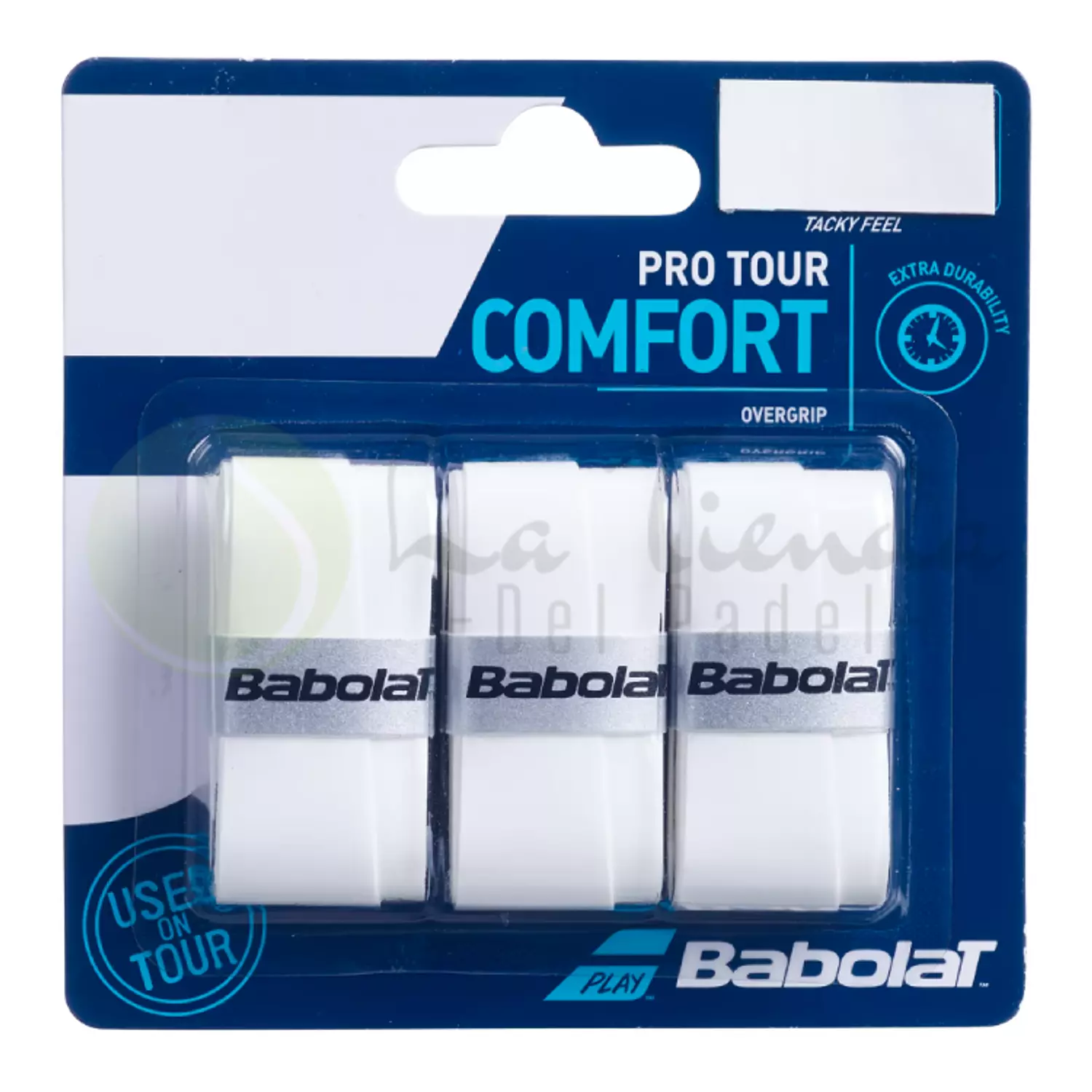 Babolat Pro Tour Comfrot White Overgrip (Pack of 3) hover image