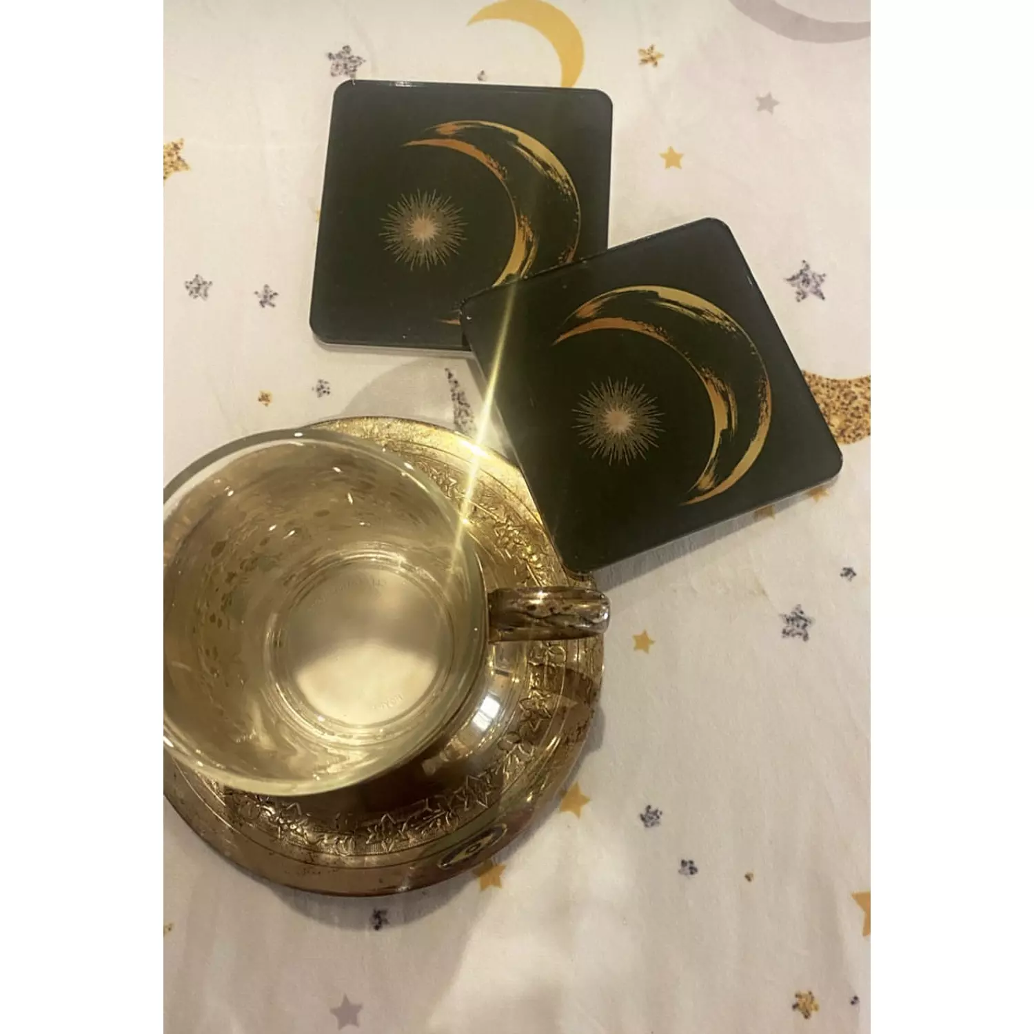 The Olive Green Moon Coaster Set 2