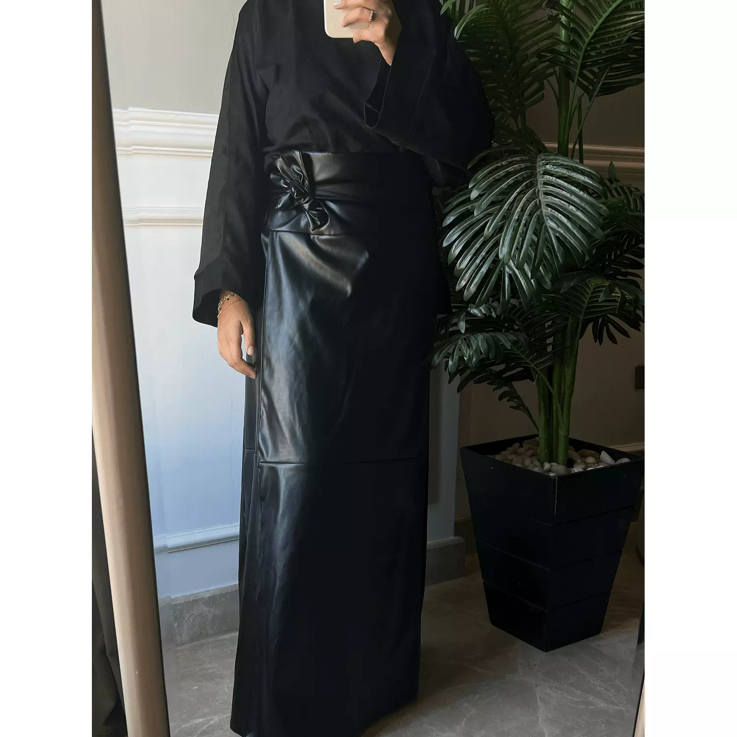 Faux Wrap Skirt in Black 2