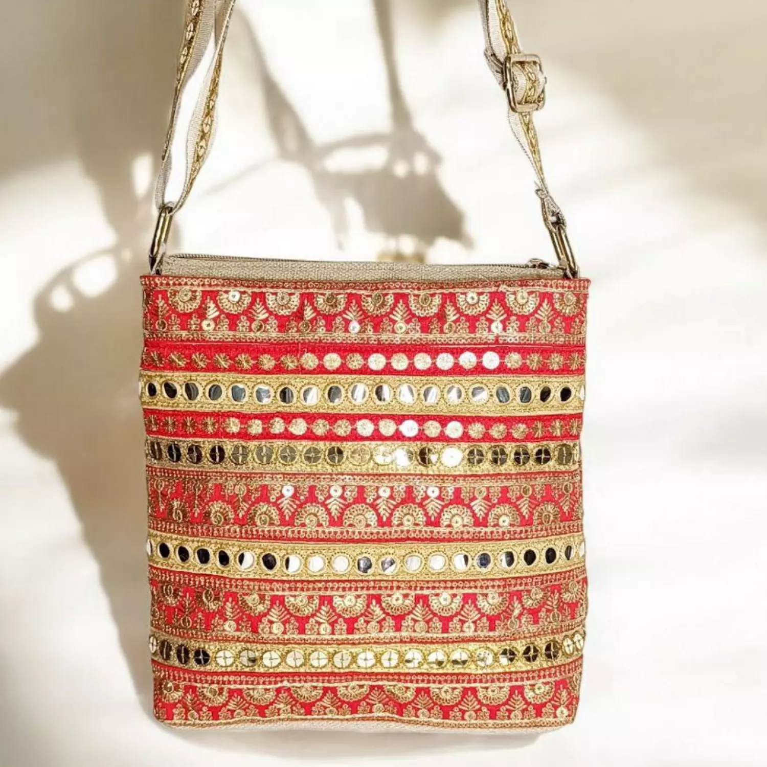 Red and golden ribbons cross-body bag (A.15-1) 3