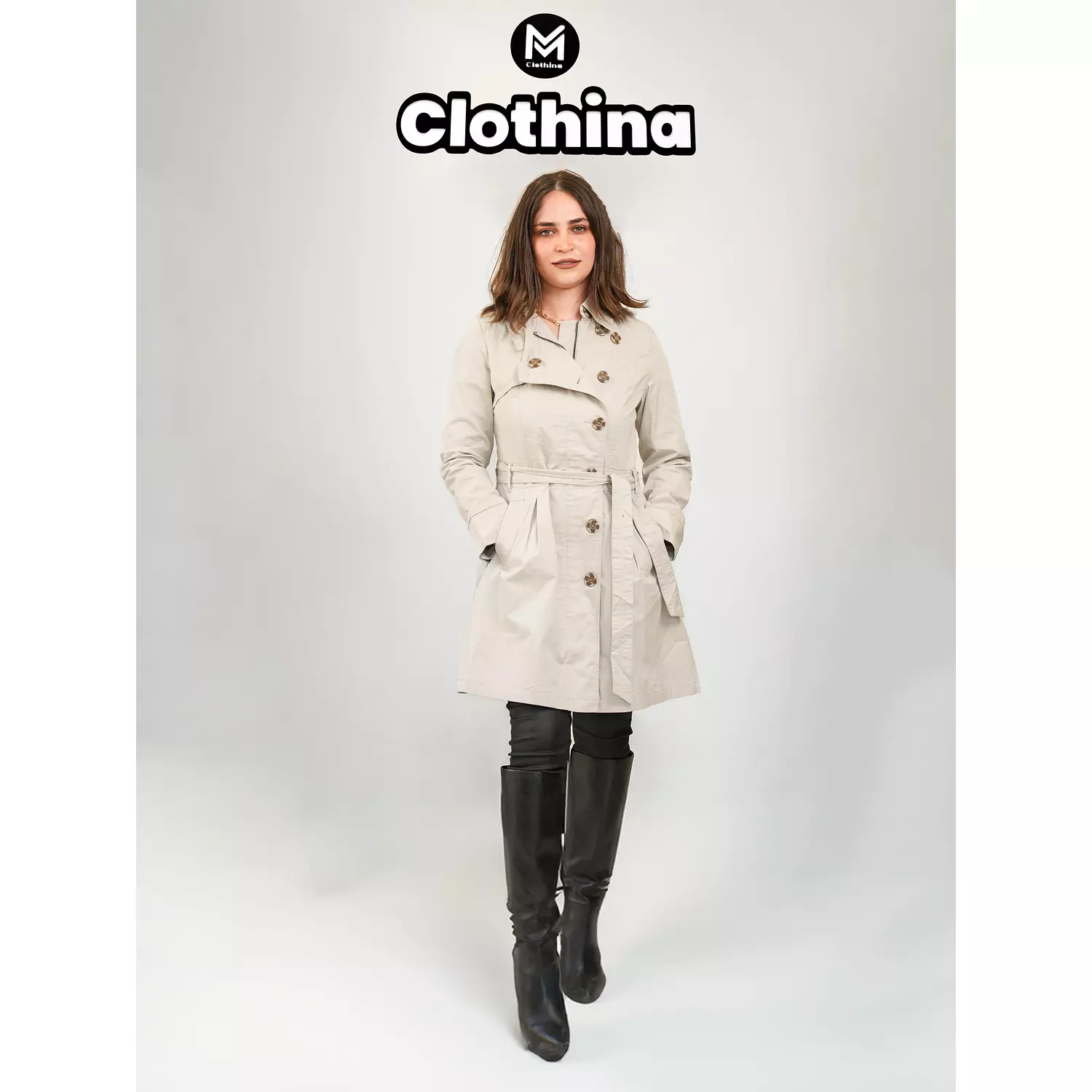 Long gabardin coat hover image