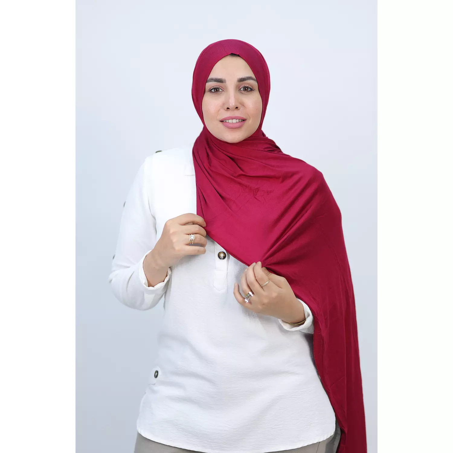 Jada Cotton Lycra Gel Hijab - Burgundy  4