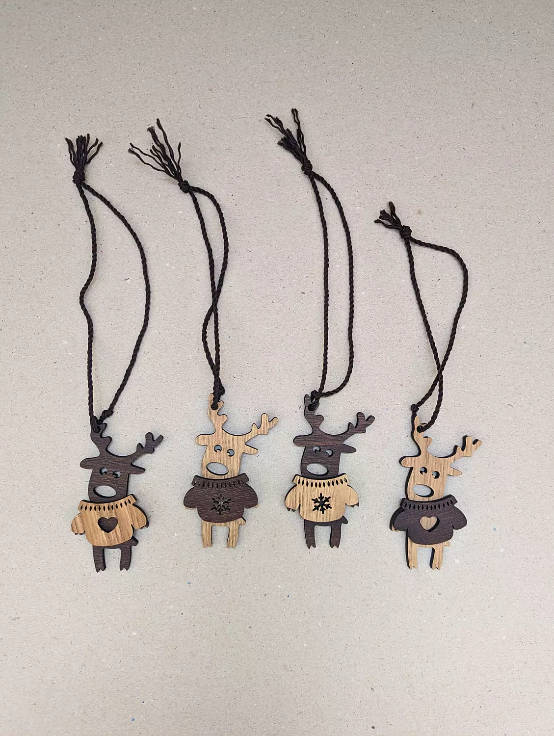 Deer in sweater ornaments set of 4 / Car pendant 6