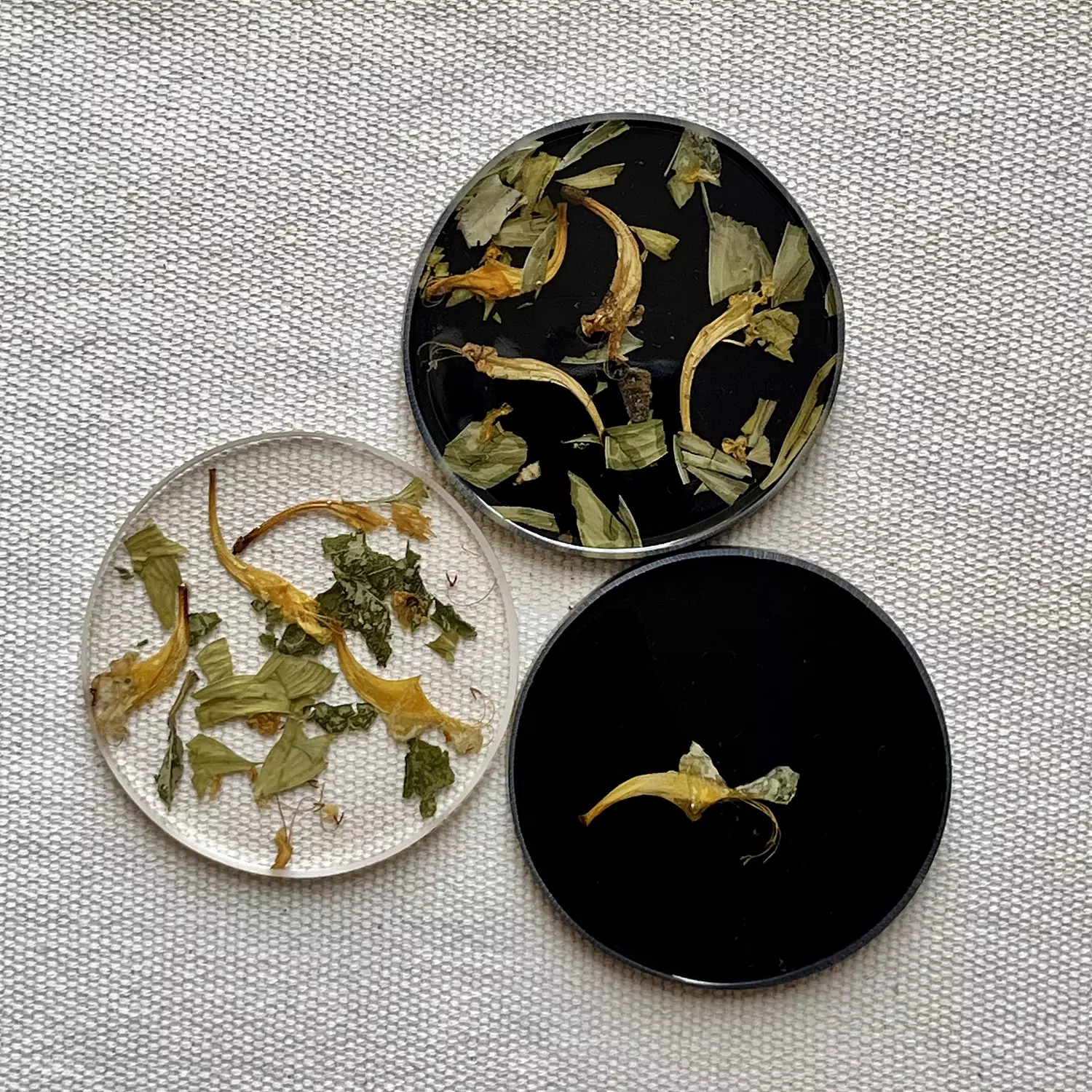 Yellow/Black Floral Coasters 2