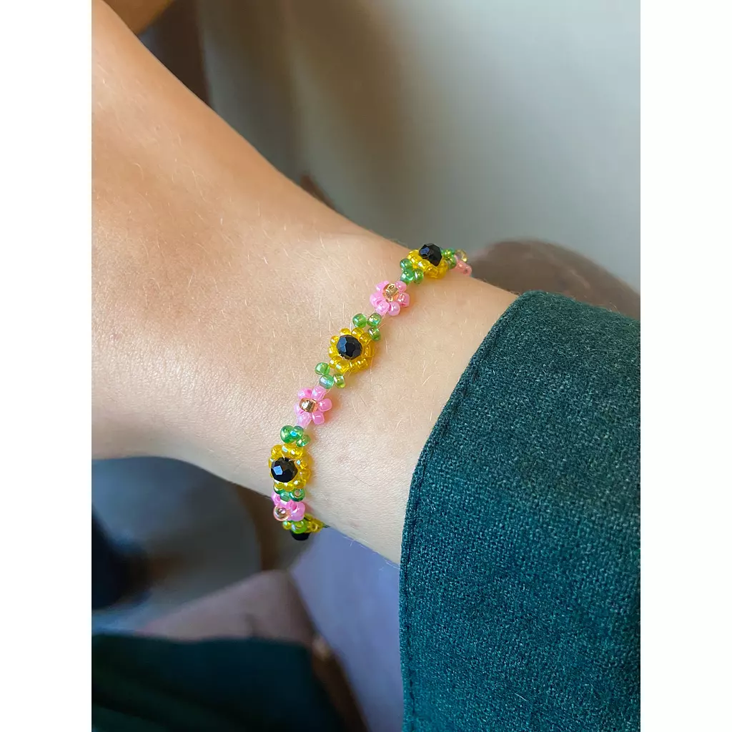 Sunflowers with pink flowers bracelet 